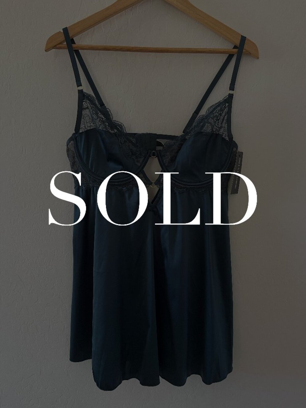 Oh La La Cheri Satin Lace Chemise - Lake Blue Size XL - Picture 1 of 8